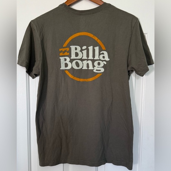 Billabong Wave Washed Tee Small Olive Green Cruise Logo T-Shirt - Picture 12 of 13